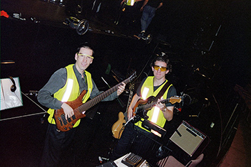 Jamie Clark and Jonathan in pit for Out of the Box Production 2001